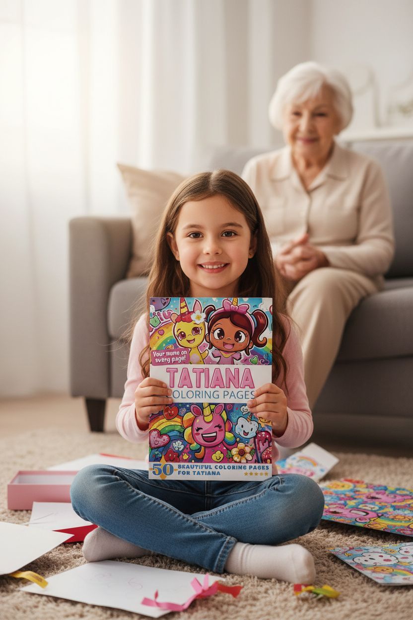 Tatiana coloring book in use