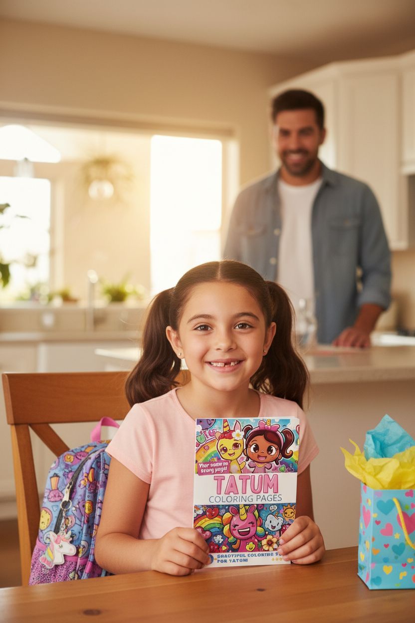 Tatum coloring book in use