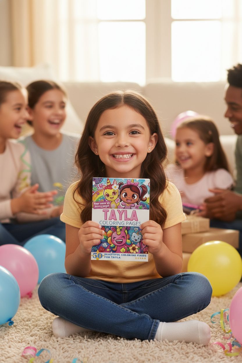 Tayla coloring book in use