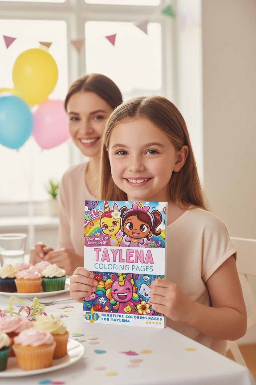 Taylena coloring book in use
