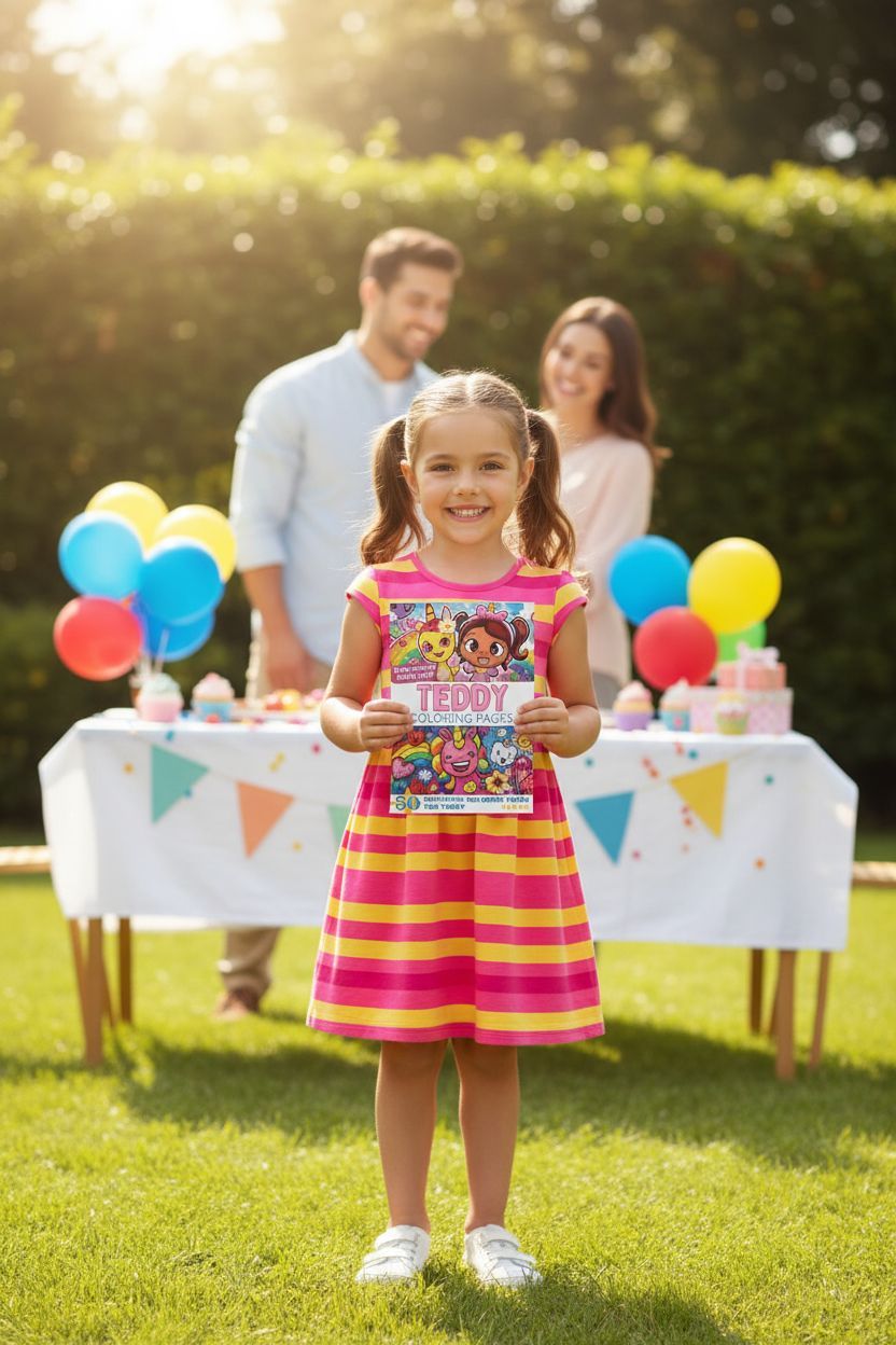 Teddy coloring book in use