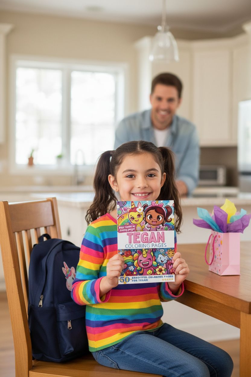 Tegan coloring book in use