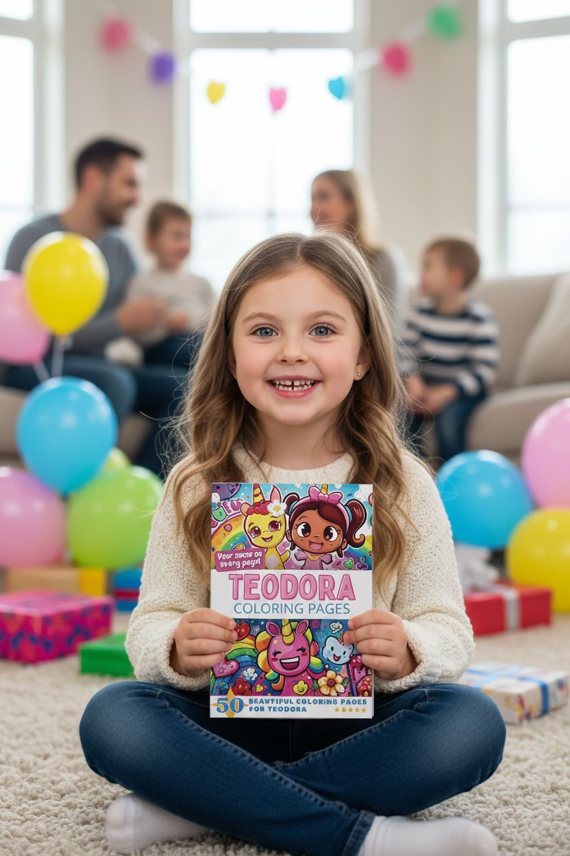 Teodora coloring book in use