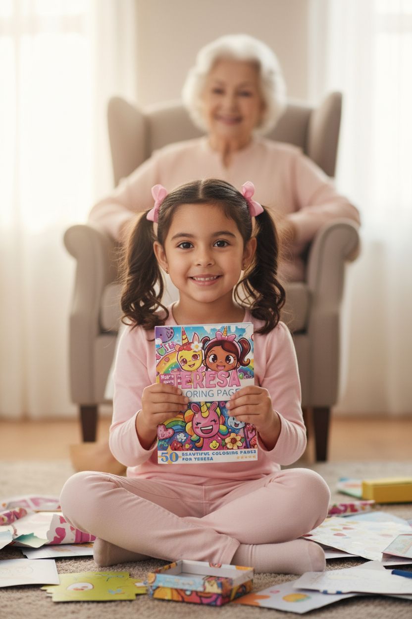 Teresa coloring book in use