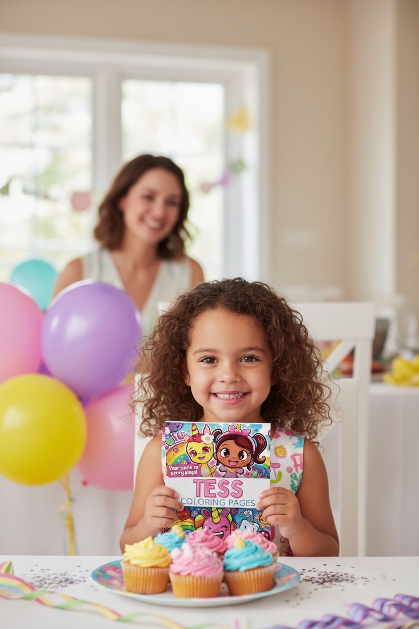Tess coloring book in use