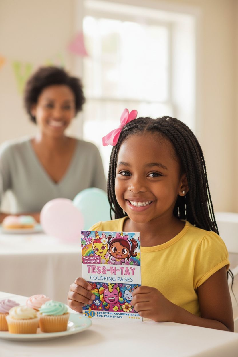 Tess-N-Tay coloring book in use