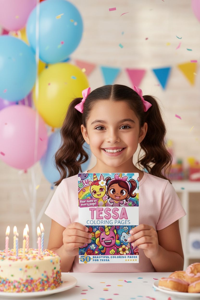 Tessa coloring book in use