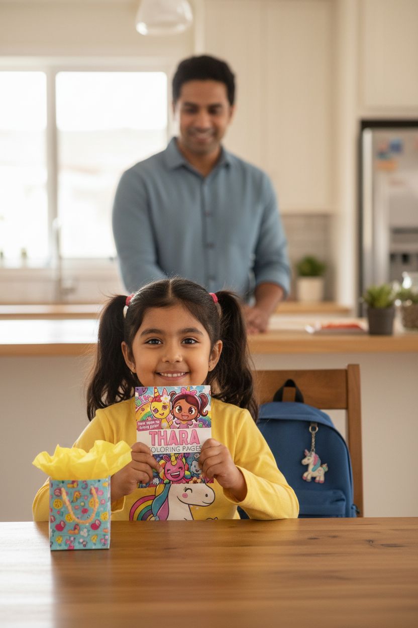 Thara coloring book in use