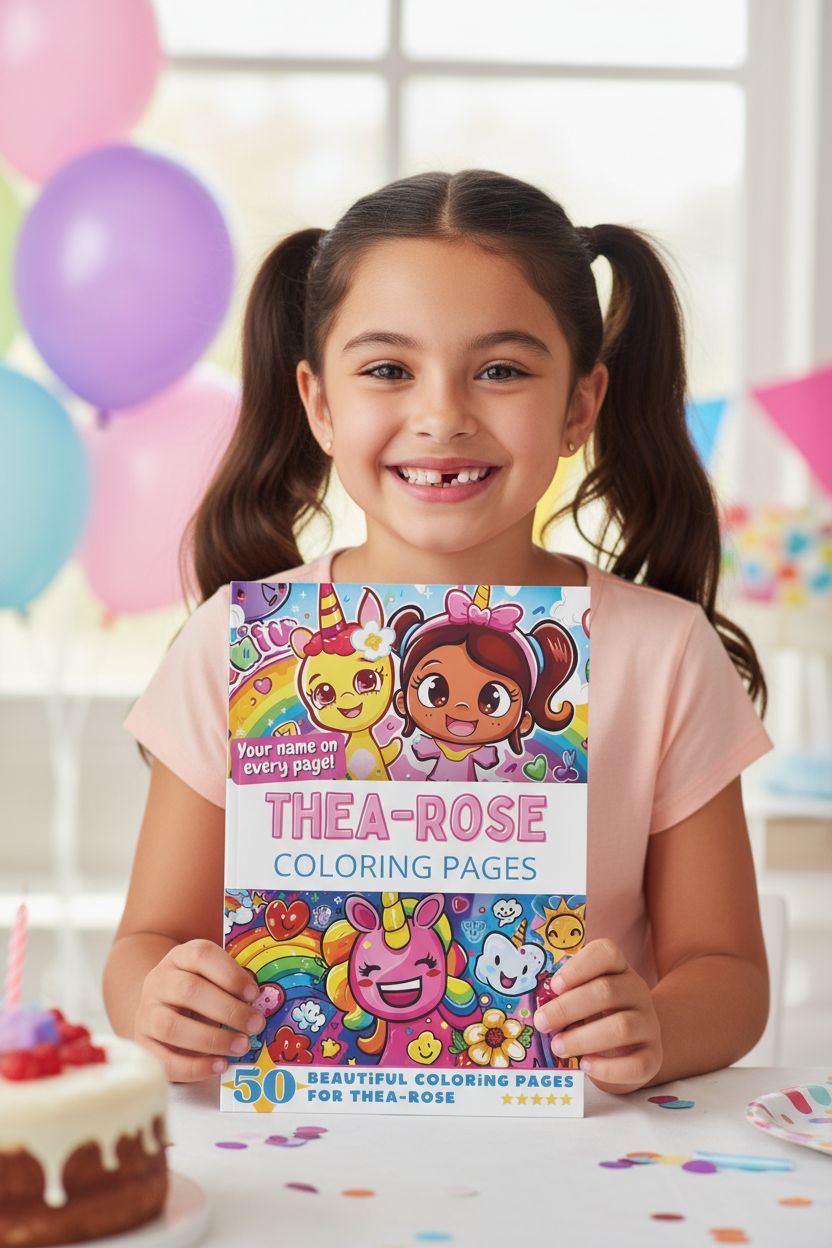 Thea-Rose coloring book in use