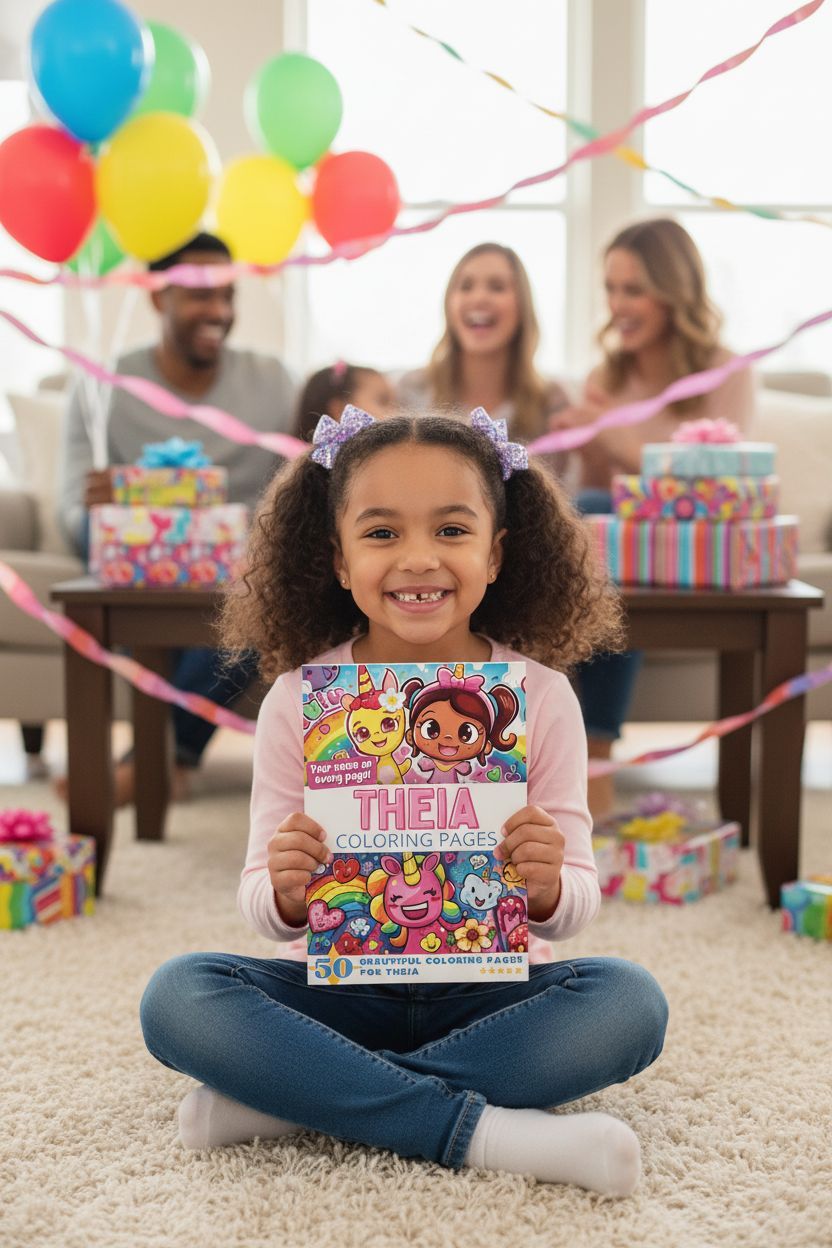 Theia coloring book in use