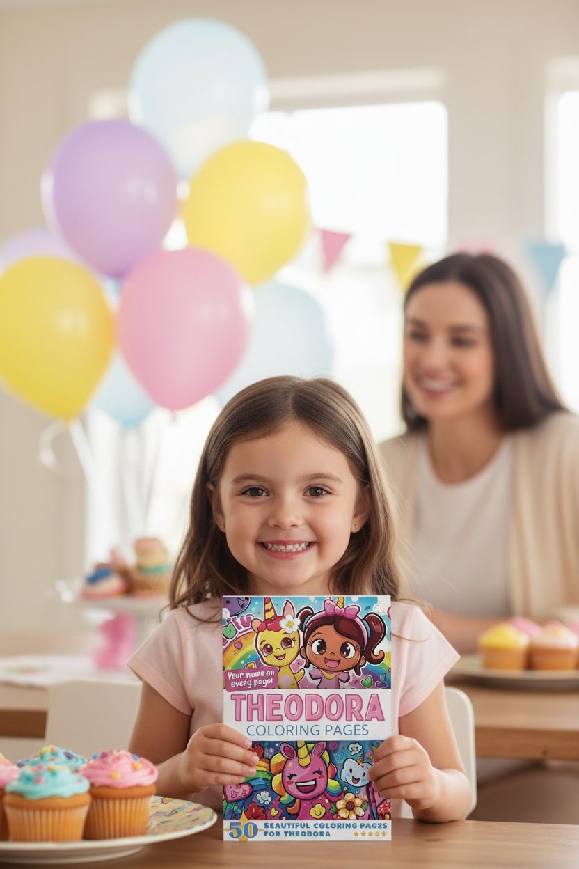 Theodora coloring book in use