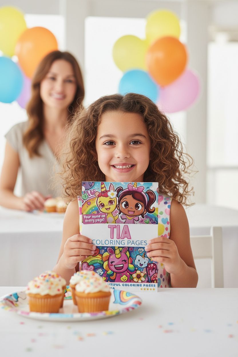 Tia coloring book in use