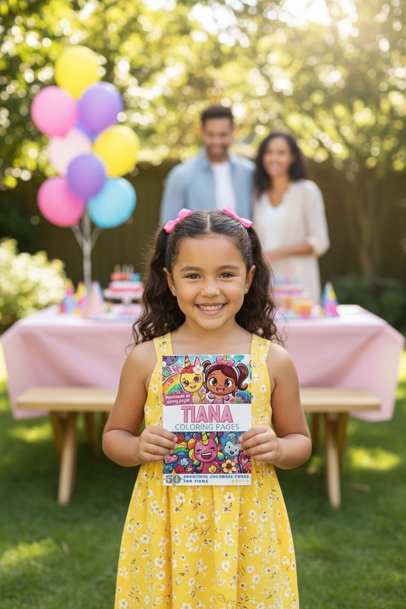 Tiana coloring book in use