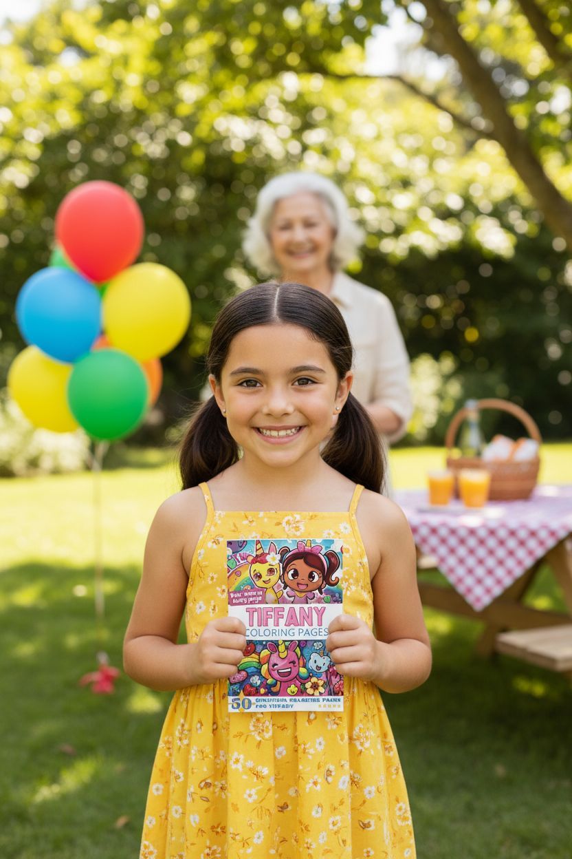 Tiffany coloring book in use