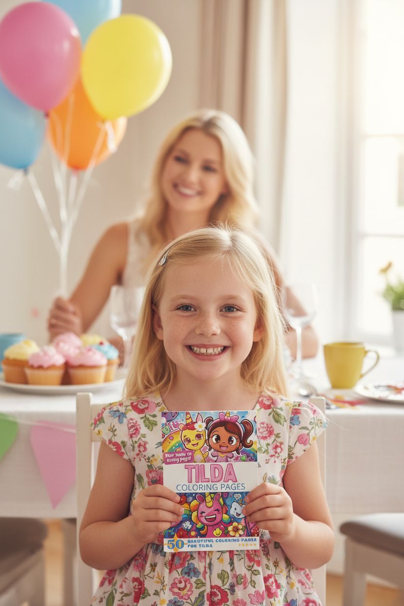 Tilda coloring book in use