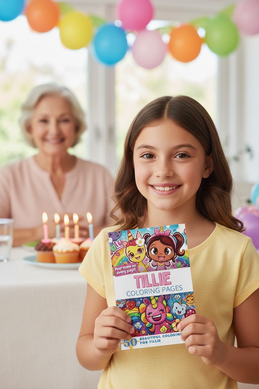 Tillie coloring book in use