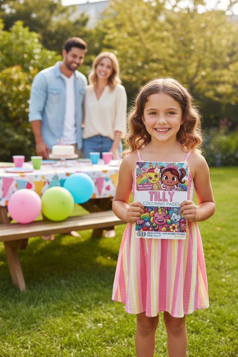 Tilly coloring book in use