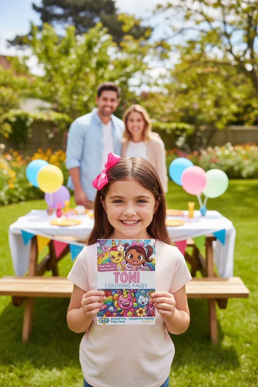 Toni coloring book in use