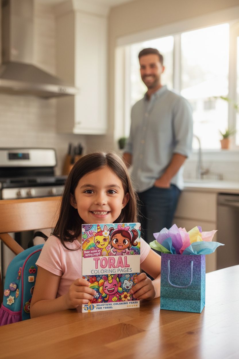 Toral coloring book in use