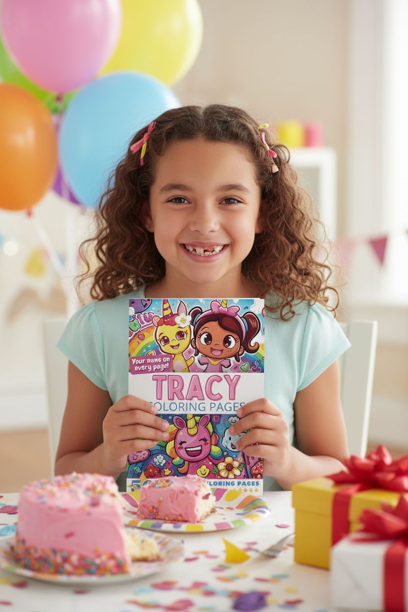 Tracy coloring book in use