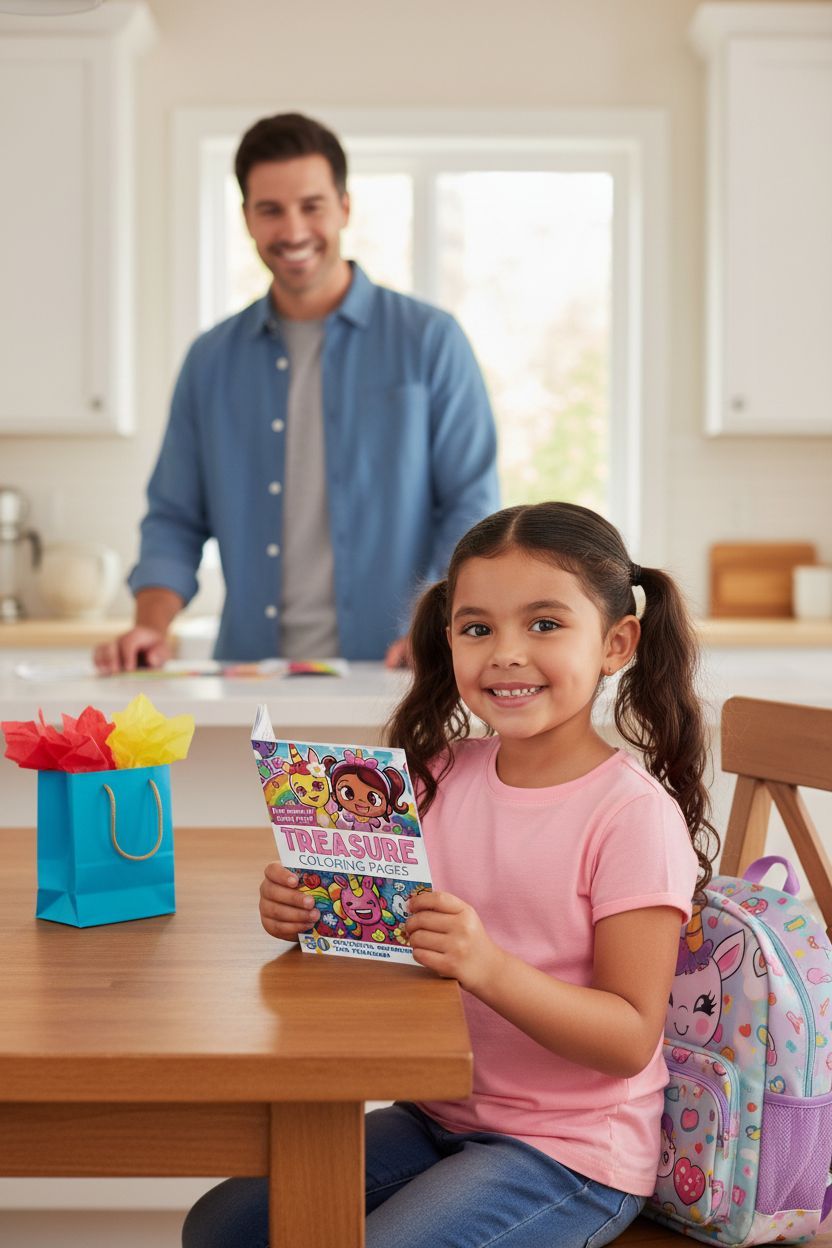 Treasure coloring book in use