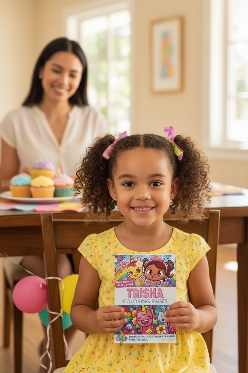 Trisha coloring book in use