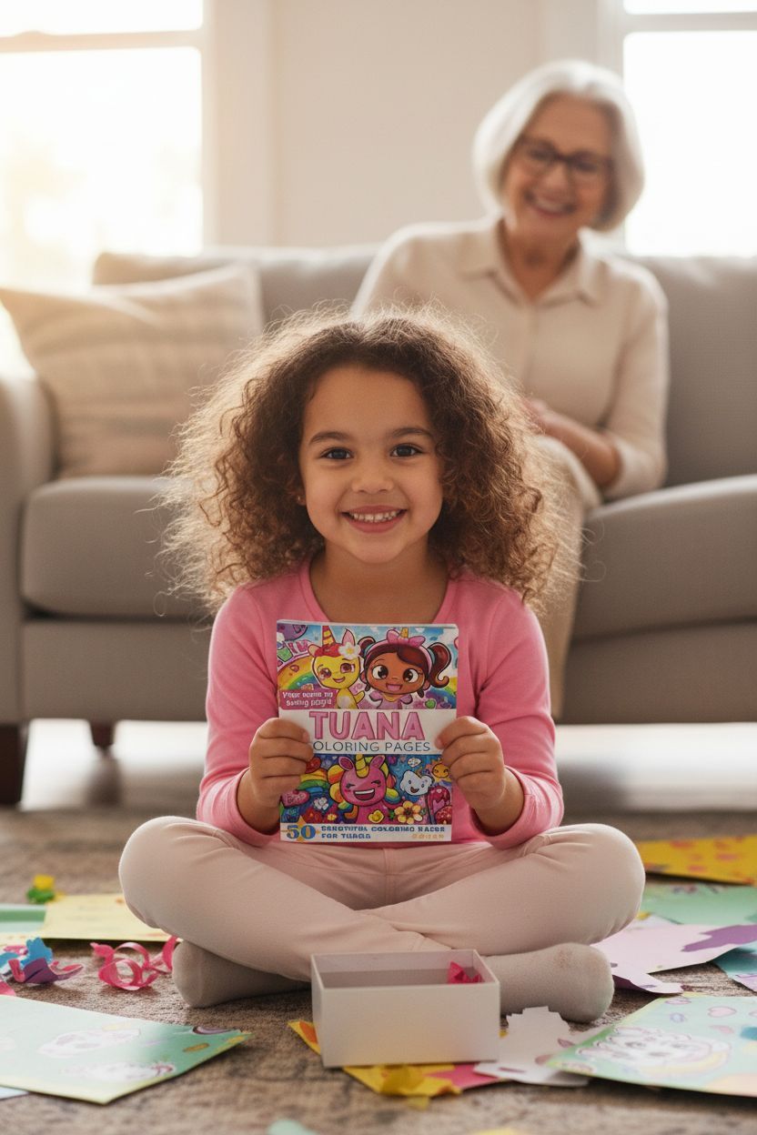 Tuana coloring book in use