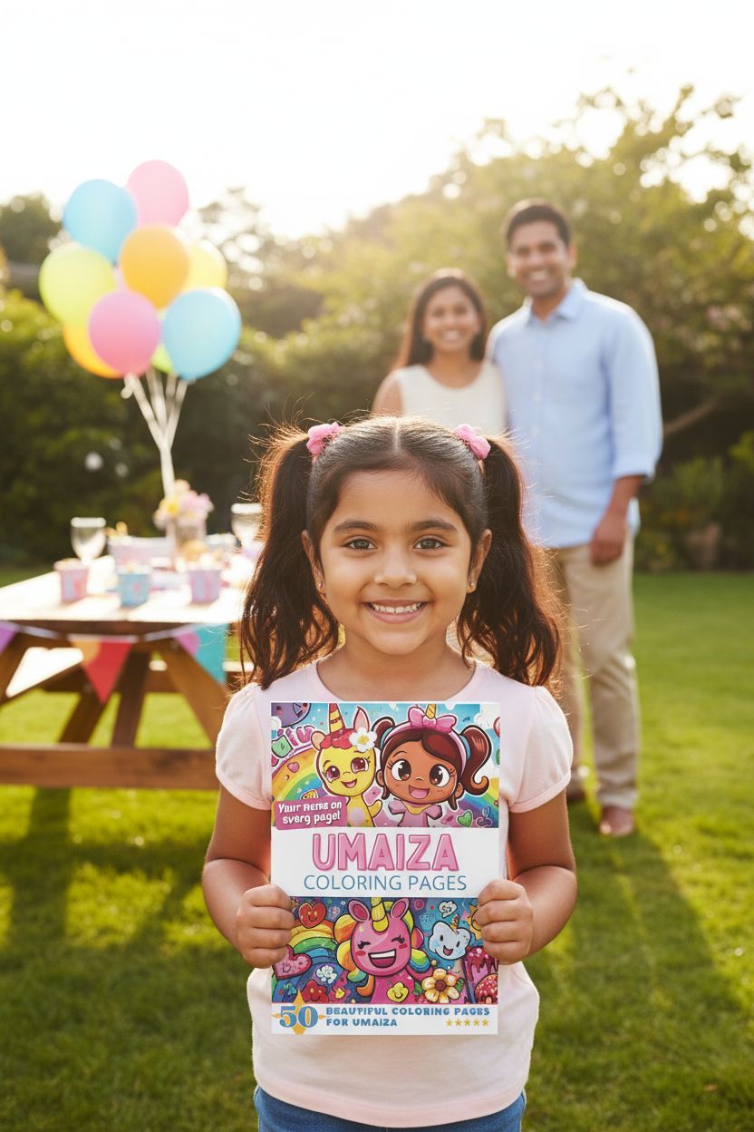 Umaiza coloring book in use