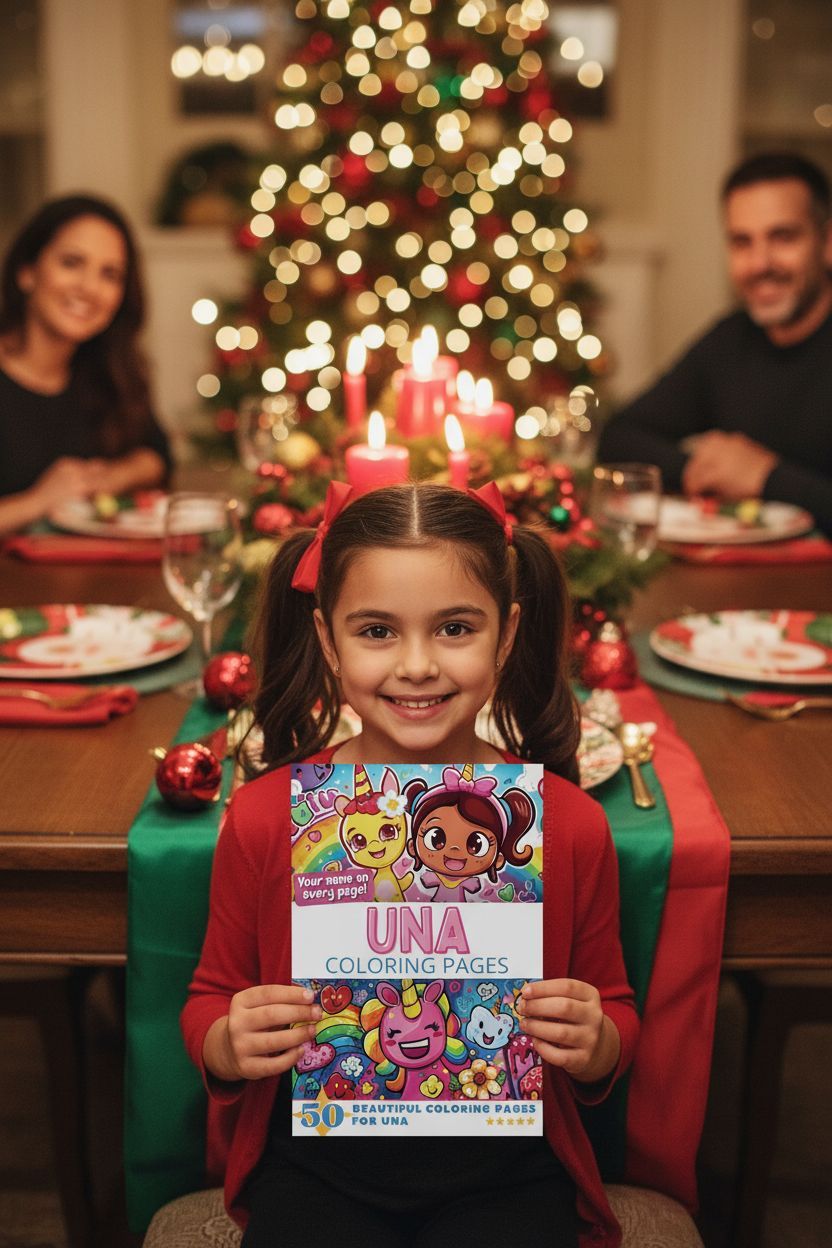 Una Christmas coloring pages gift