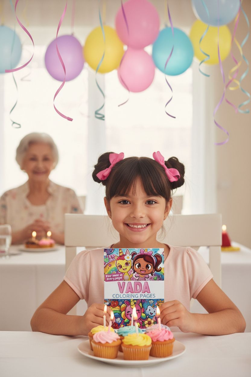 Vada coloring book in use