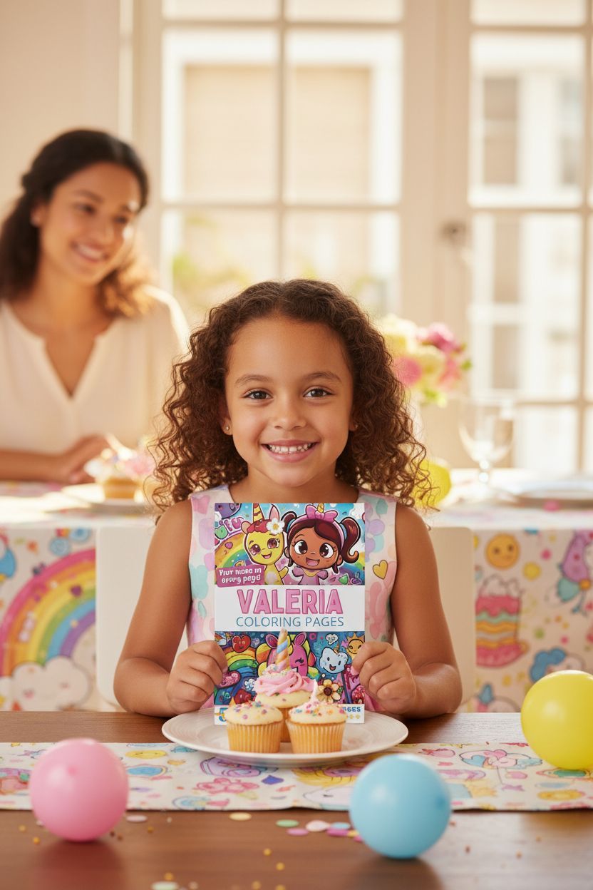 Valeria coloring book in use