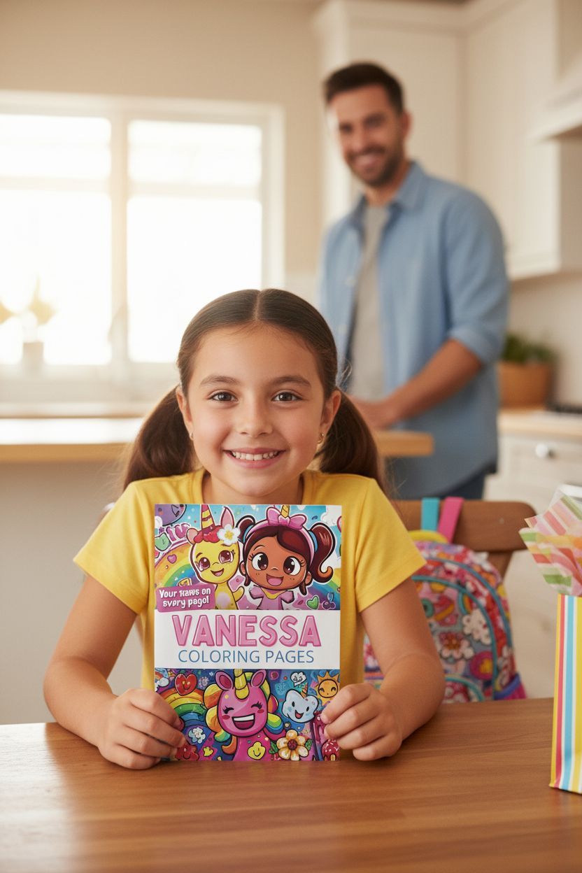 Vanessa coloring book in use