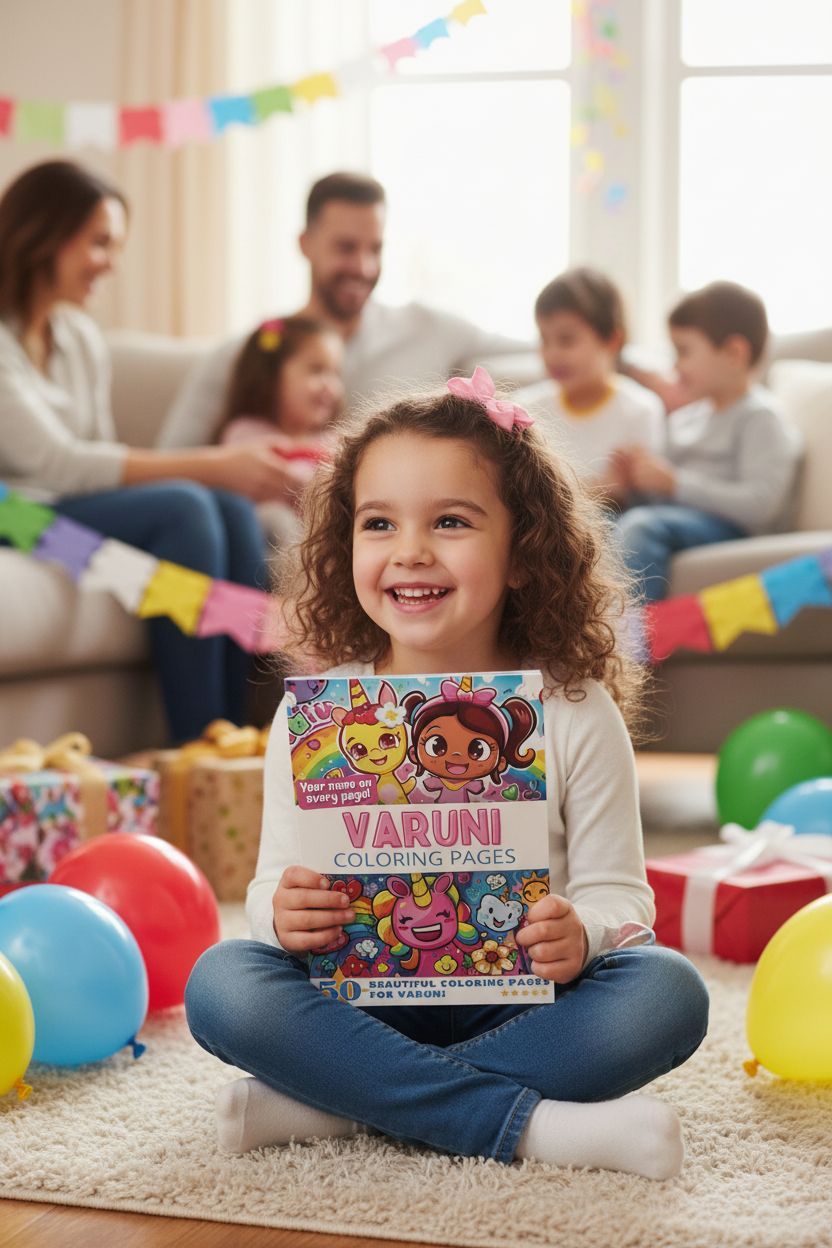 Varuni coloring book in use