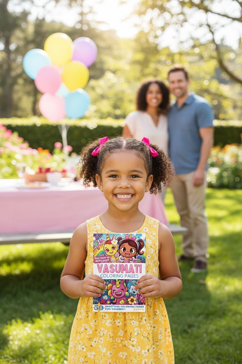 Vasumati coloring book in use