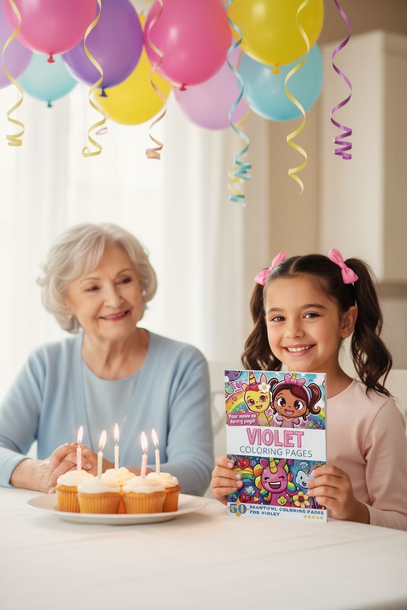 Violet coloring book in use