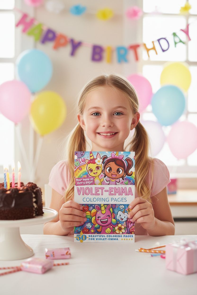 Violet-Emma coloring book in use