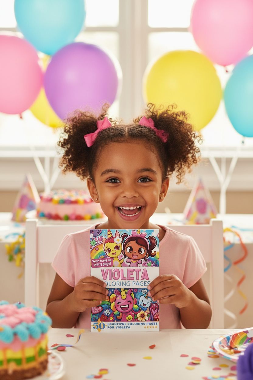 Violeta coloring book in use