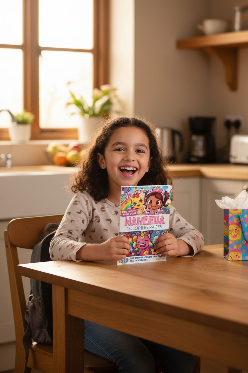 Waheeda coloring book in use