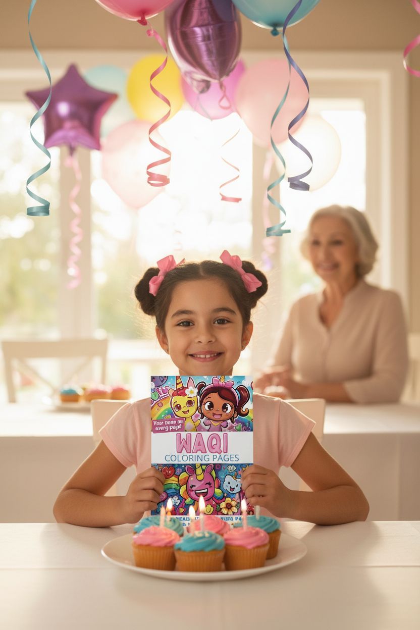 Waqi coloring book in use