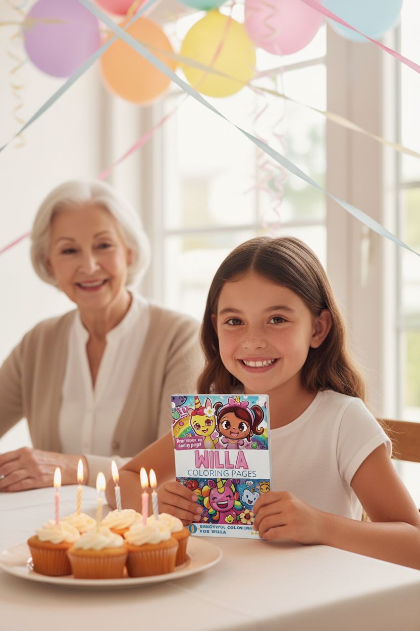 Willa coloring book in use