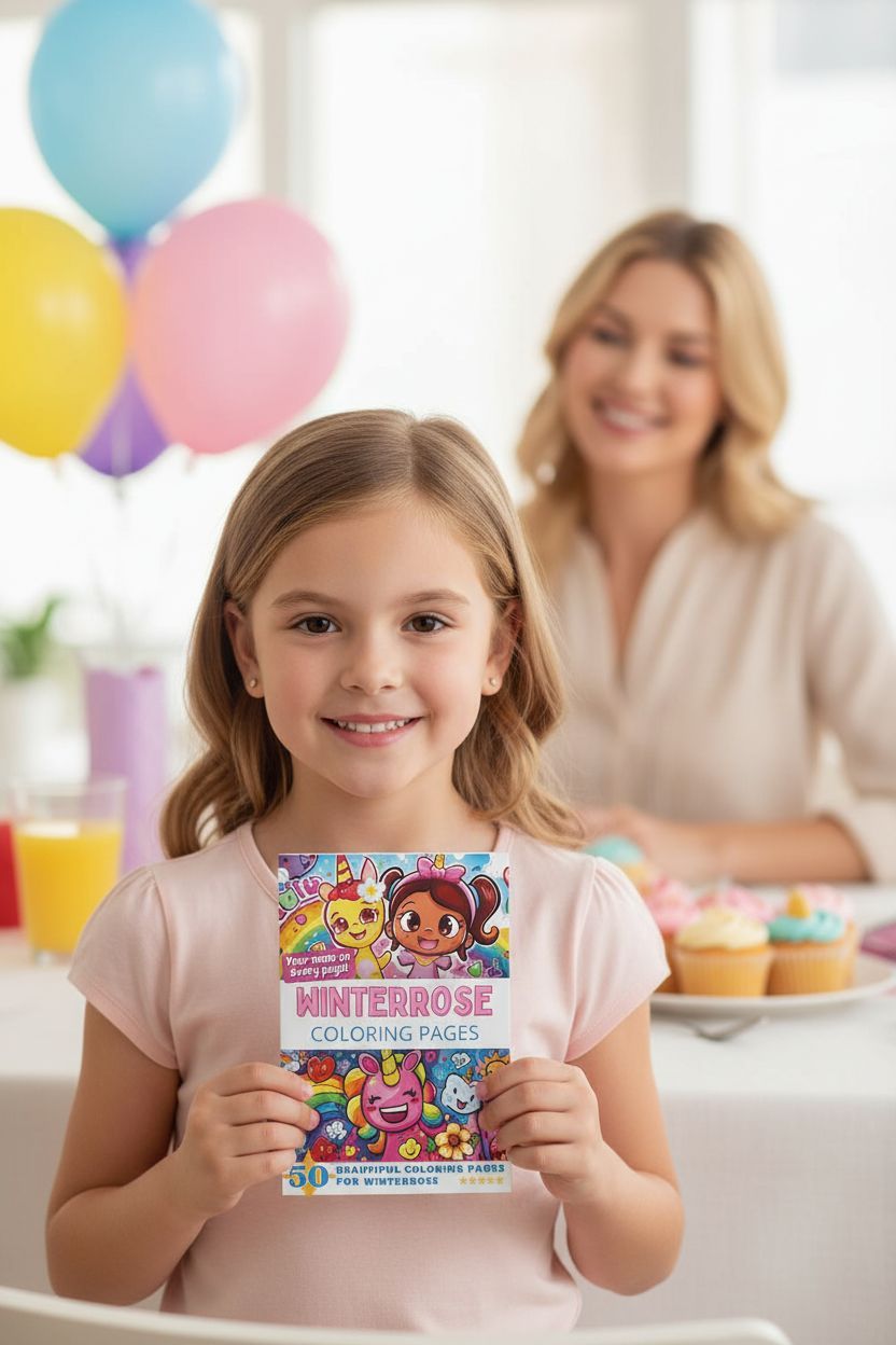 Winterrose coloring book in use