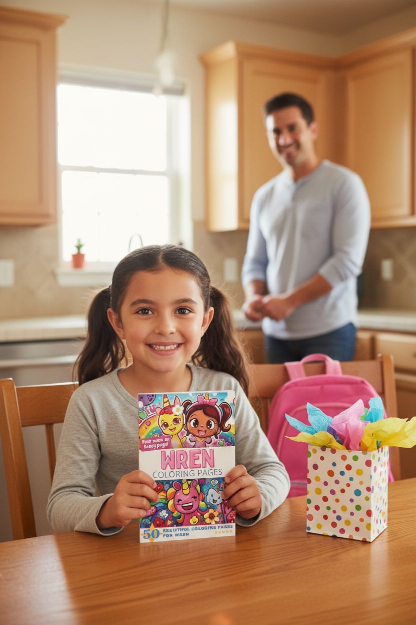 Wren coloring book in use