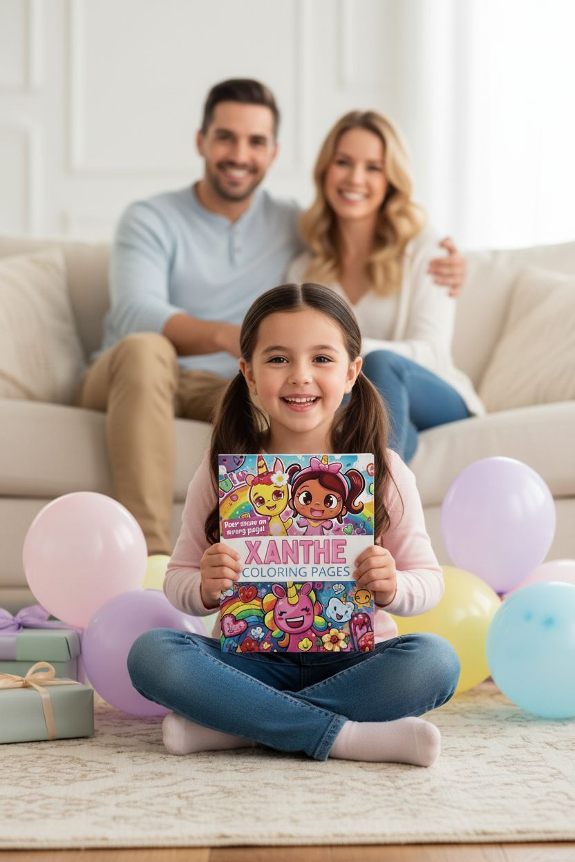 Xanthe coloring book in use