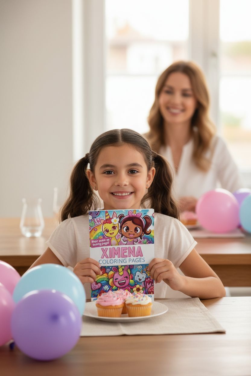Ximena coloring book in use