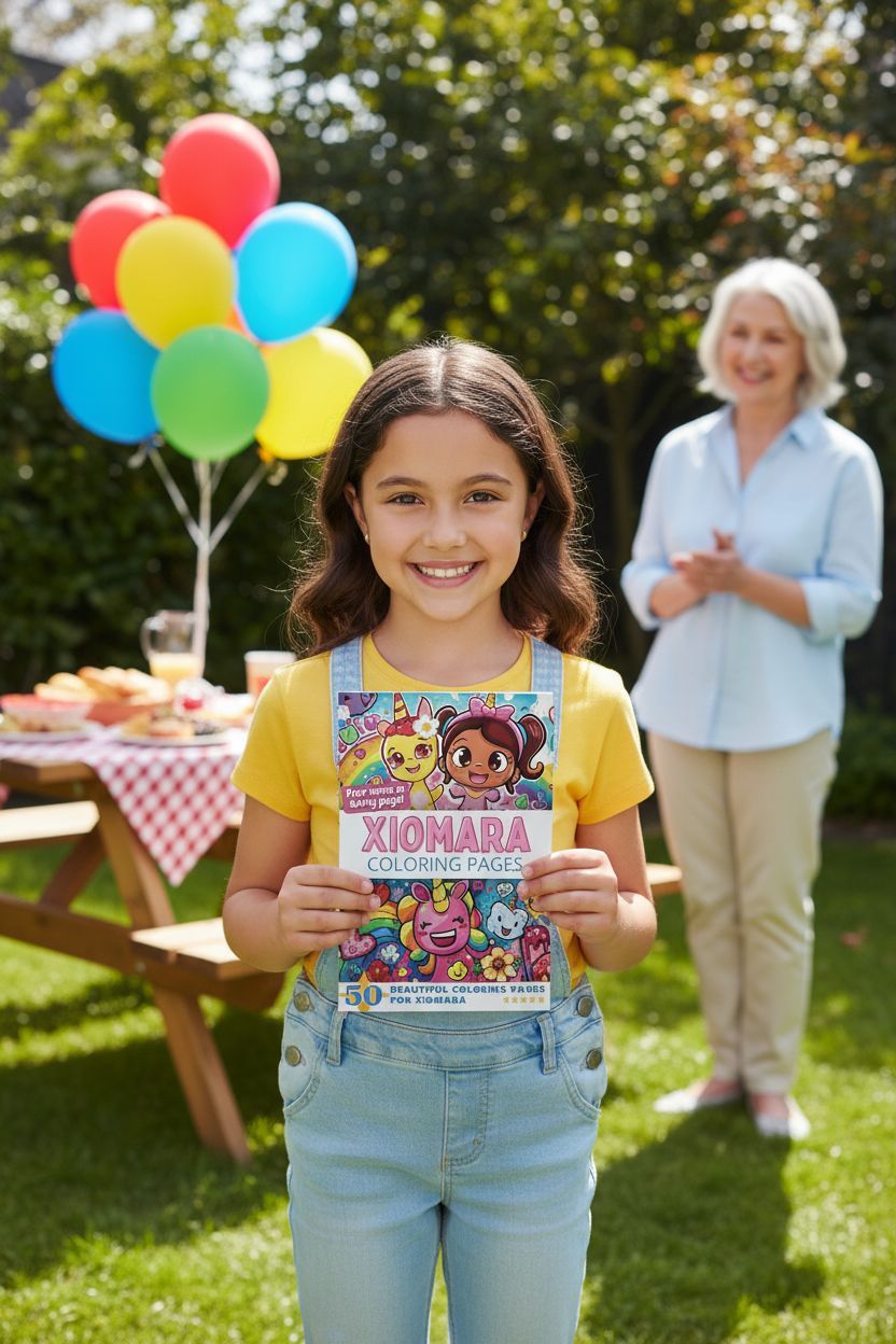 Xiomara coloring book in use