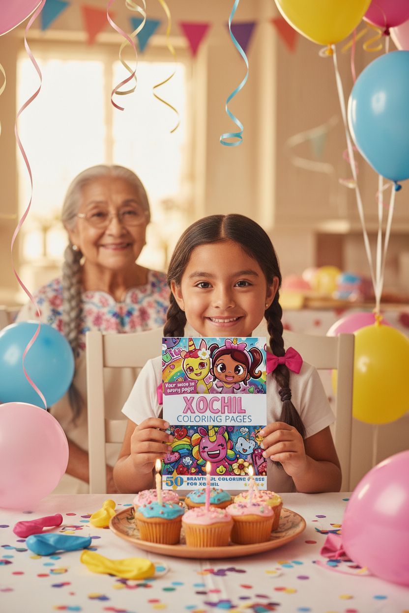 Xochil coloring book in use