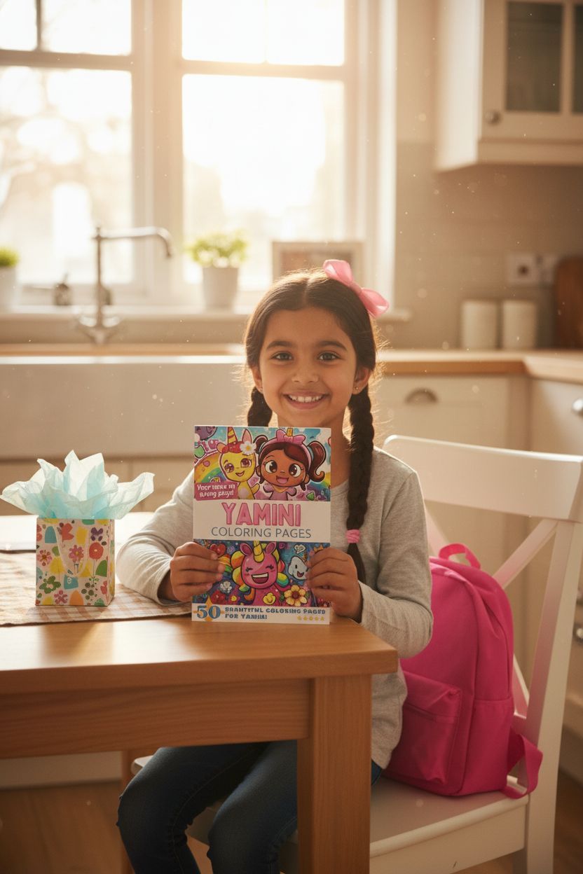 Yamini coloring book in use