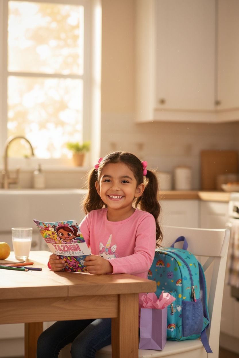 Yazmin coloring book in use