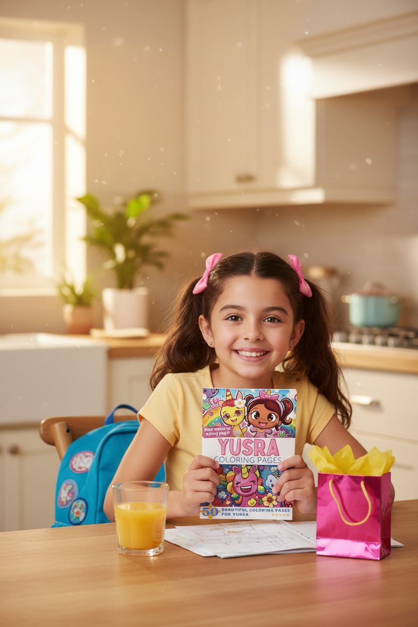 Yusra coloring book in use