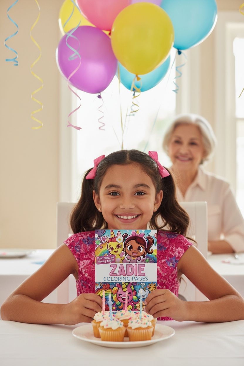 Zadie coloring book in use